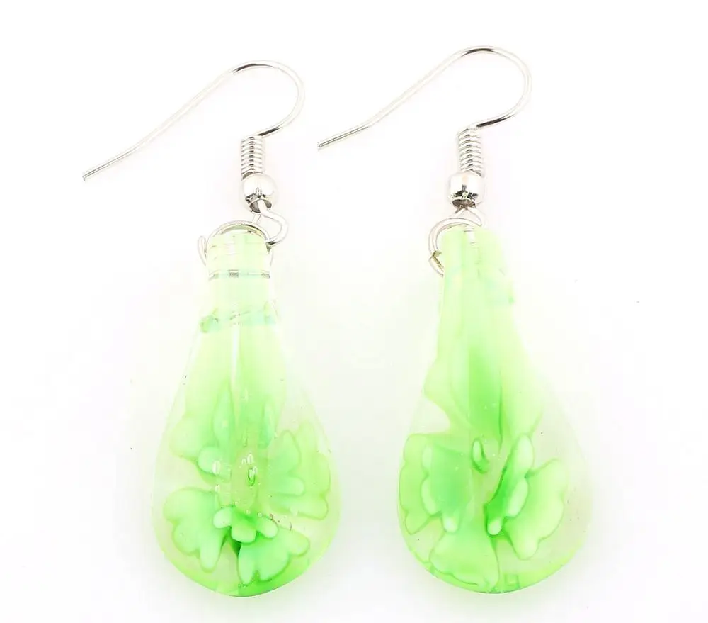 Flower earrings handmade murano lampwork glass mix color women's mixed color flower glass earrings thanksgiving gift