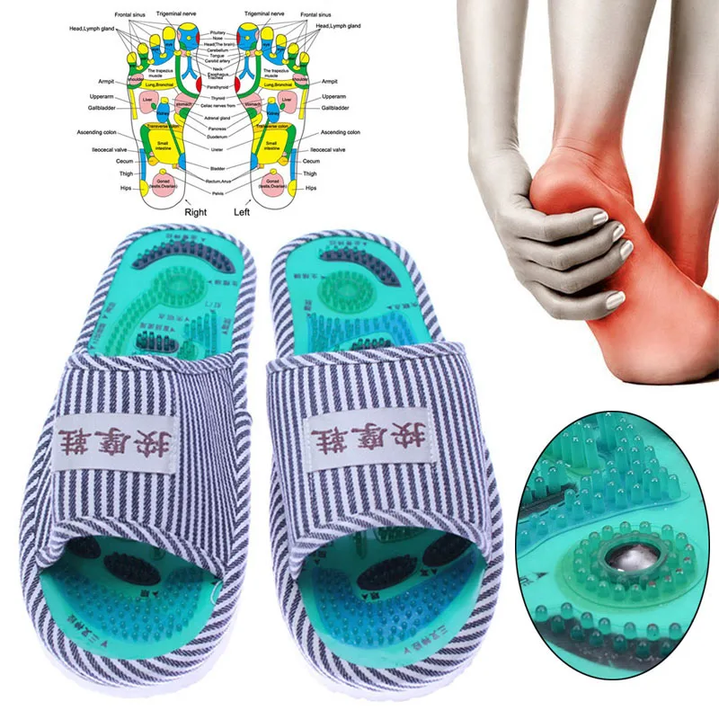 Массажные тапочки; полосатые рефлексотерапевтические сандалии для акупунктуры; обувь для акупунктуры стопы для женщин и мужчин; SEC88