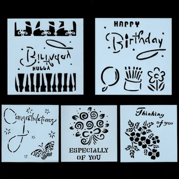 

13*13 Birthday thaning of you pvc Layering Stencils for Diy scrapbook coloring,painting stencil,home deco DIY Paper Cards Crafts