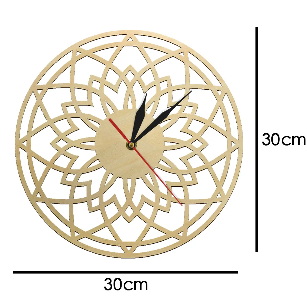 parede de madeira mandala moderno relógio de