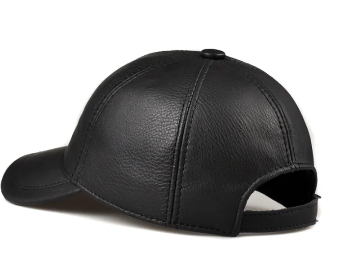 Verkäufe Winter männer braun/schwarz Farbe Echt Leder Baseball Caps Männer Damen Jugend Ente Zunge Warmer Hüte Hip Pop motorhaube Femme – Detail 6