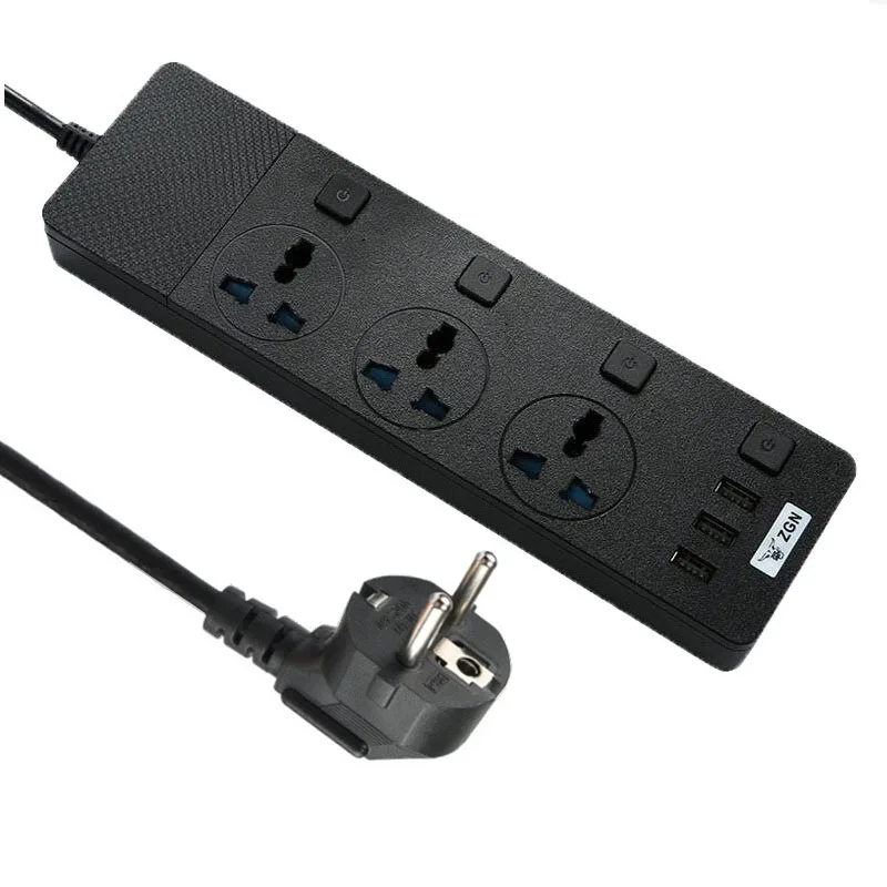 Power Strip EU UK AU Plug Switch Individual Switch 3 AC Universal