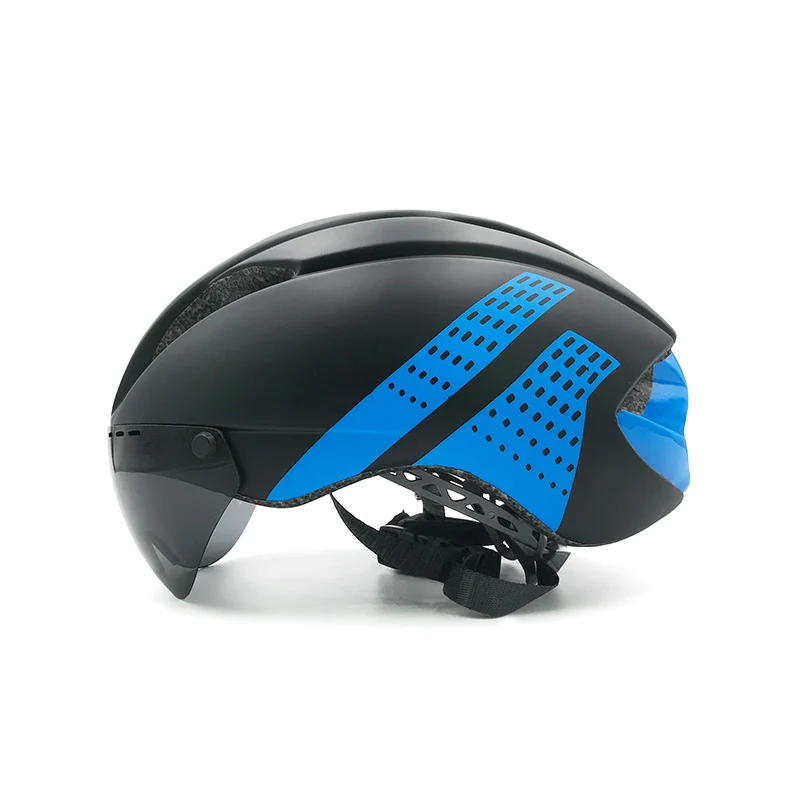 Велосипедный шлем, интегральный триатлон, Триатлон, Триатлон, велосипедный шлем, ультралегкий, дорожный, Mtb, горный, велосипедный шлем, 3 линзы, casco aero triatlon - Цвет: Black-blue