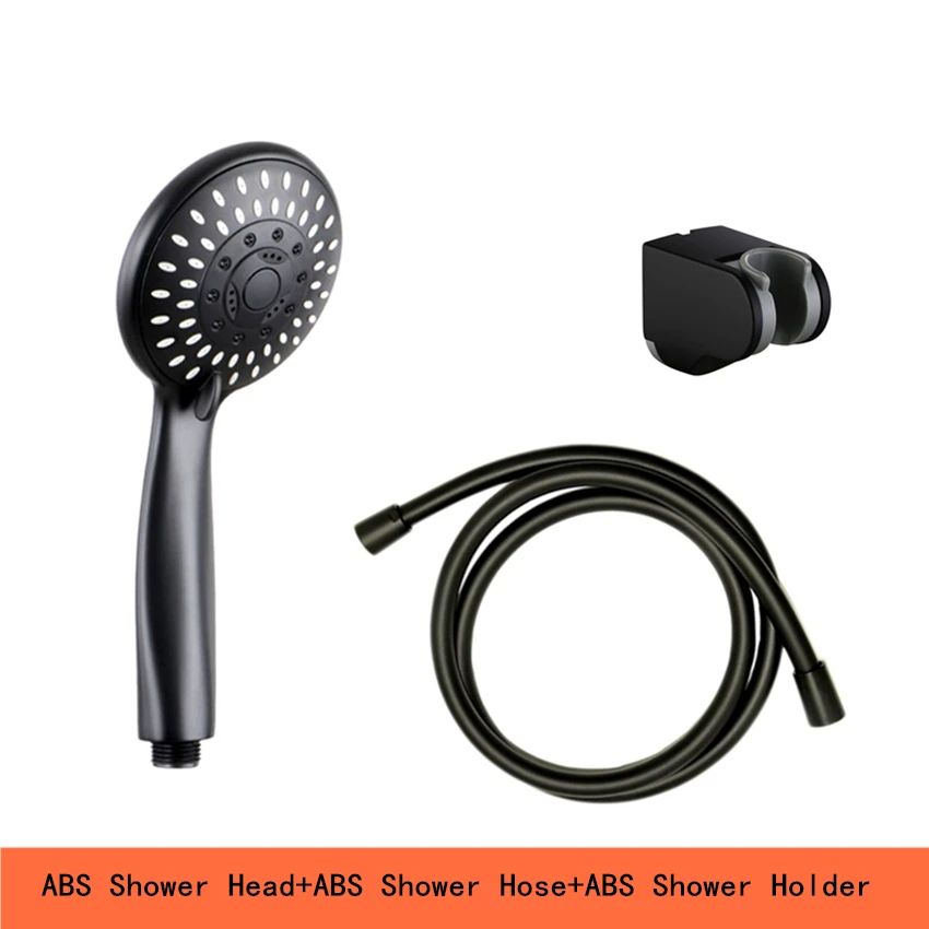 Shower Set 5 функций, матовая черная ручная душевая головка, настенный душевой набор со шлангом и держателем для душа, водосберегающий душевой опрыскиватель - Цвет: Shower Set