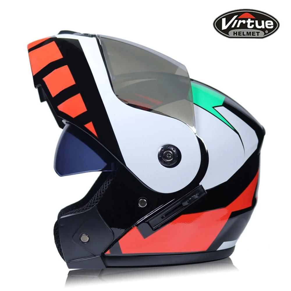 Новый мотоциклетный шлем с откидной крышкой модульный двумя линзами для
