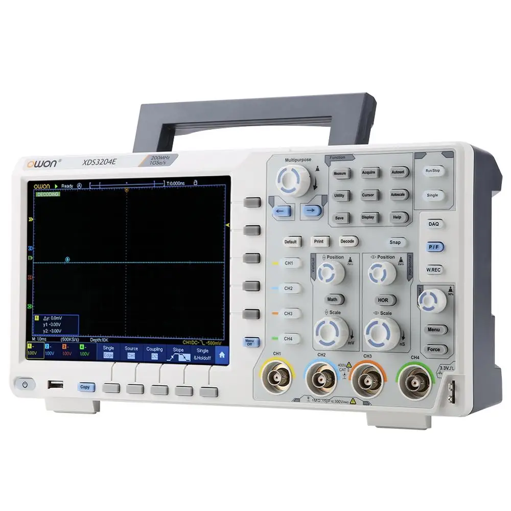 Цифровой осциллограф OWON XDS3204E осциллограф 200 МГц DSO 4Ch 1GS/S 8 бит 70000 wfms/s 40 м Re 100-240 В