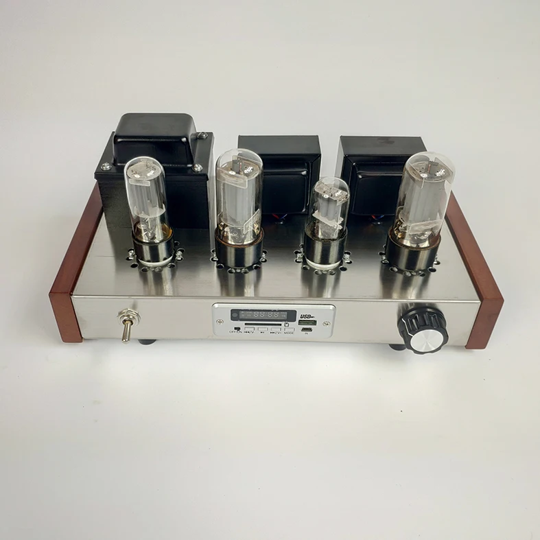 US $159.00 Finished 6H9C6P3P Vacuum Tube Power Amplifier FM MP3 USB Tube Player HiFi Audio Amp DIY