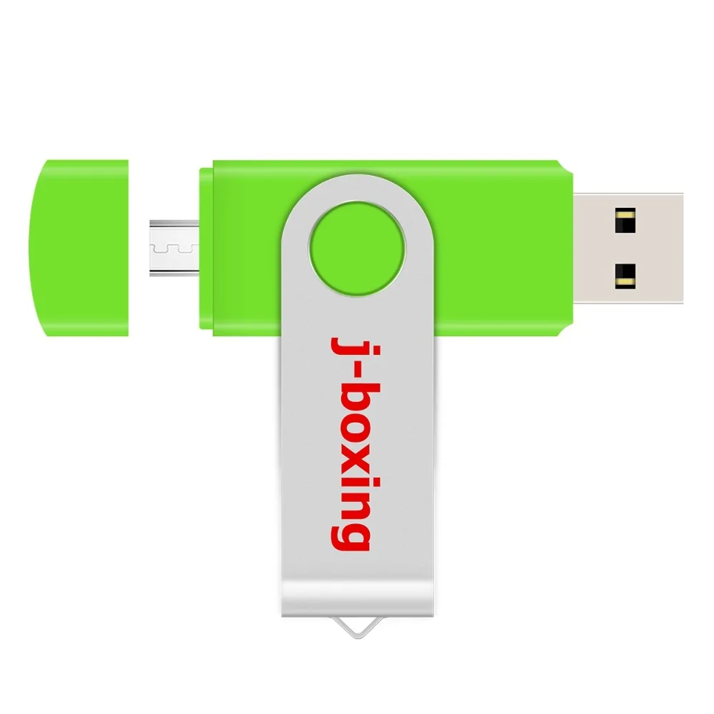 J-boxing OTG USB флеш-накопитель 32 Гб 64 ГБ 16 ГБ 8 ГБ металлический поворотный Micro USB 2,0 флэш-накопитель для телефонов Android PC зеленый