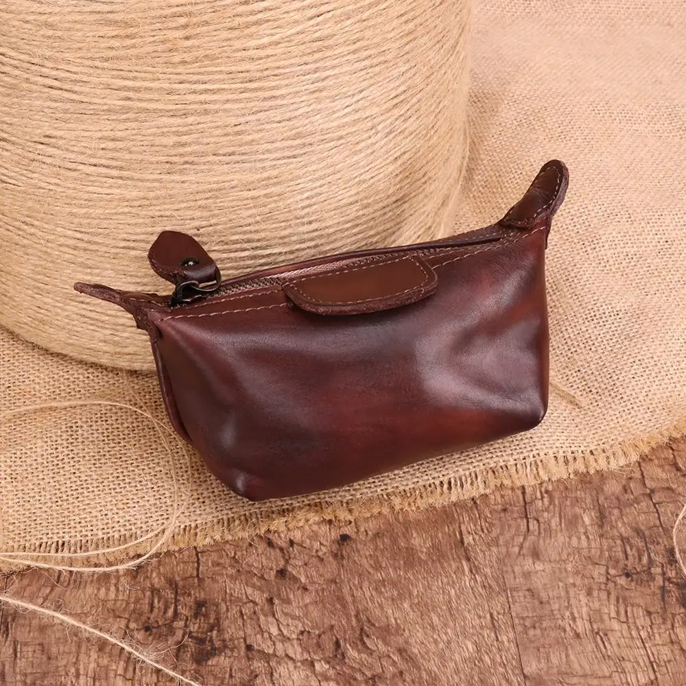 

4 Colors Retro Genuine Leather Coin Purse Unisex Multifunctional Storage Bag Coin Purse