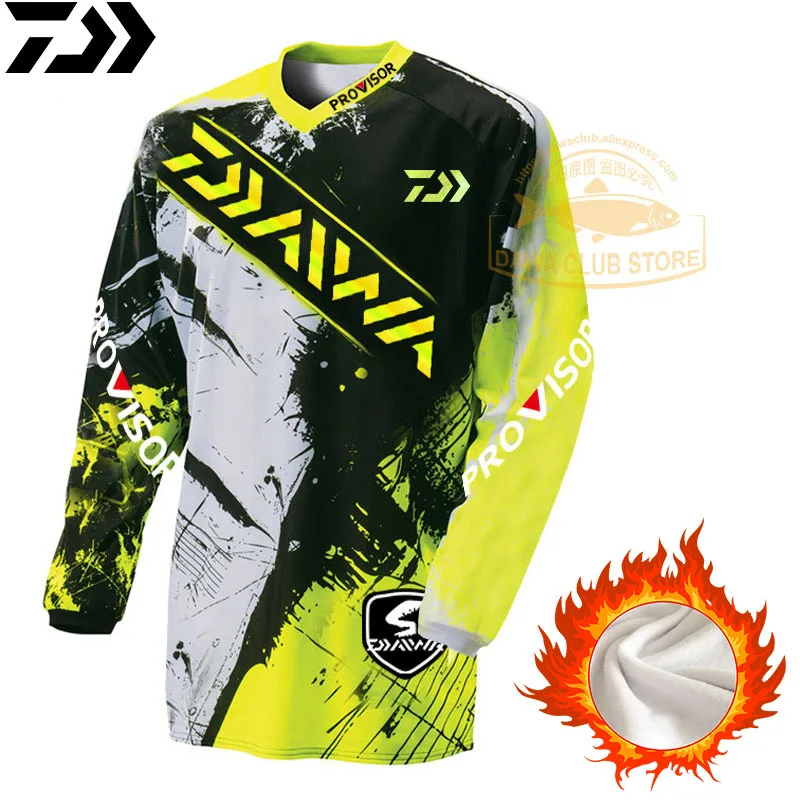 Thermal Fishing Sweater DAWA Fishing Sweatshirt Thicken Winter Fleece Fishing Jersey Long Sleeve Thermal Underwear Sweater