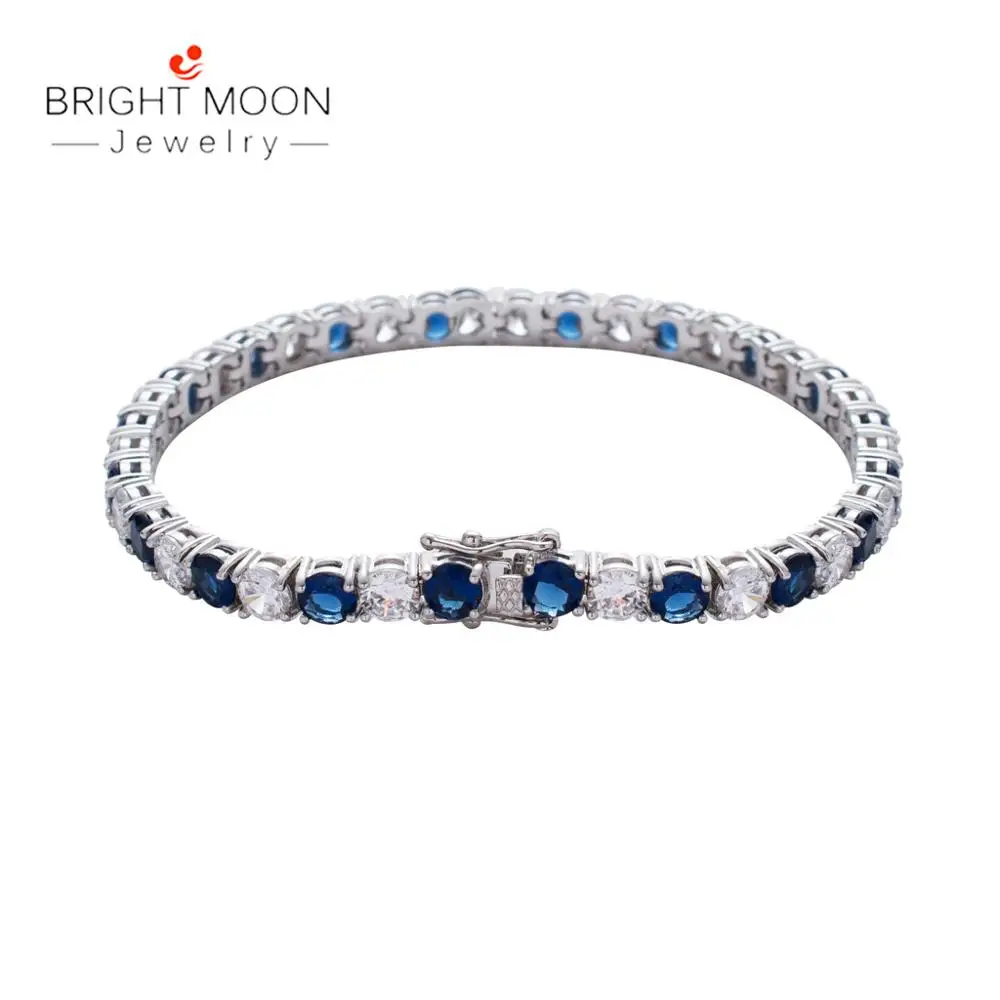 Яркая луна Европа и США синий белый циркон Цвет браслет высокого качества бутик браслет