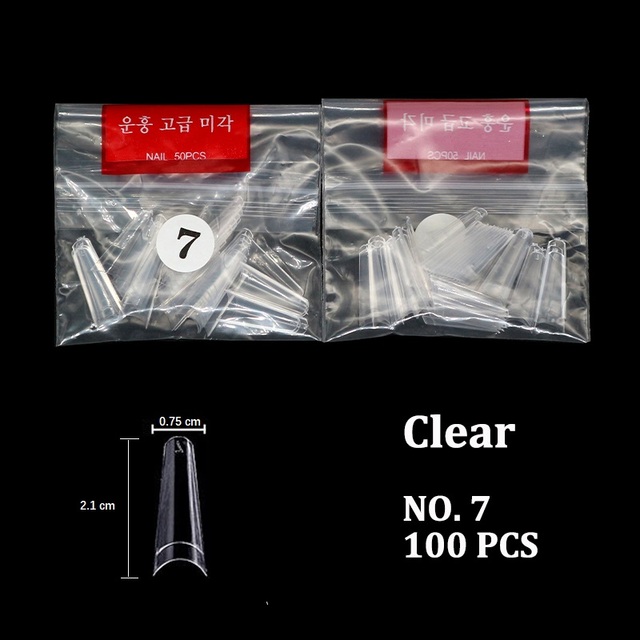False Nail Art Tips French Half Natural Transparent Coffin Fake Nails Tips Acrylic UV Gel Nail Polish Manicure