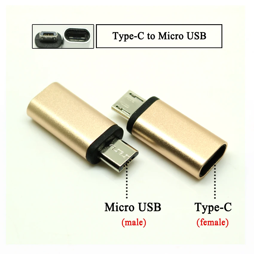 2 шт. type C к Micro USB/Micro к type-C OTG адаптер Поддержка синхронизации данных зарядный конвертер для Macbook Xiaomi huawei для samsung - Цвет: Micro male Gold