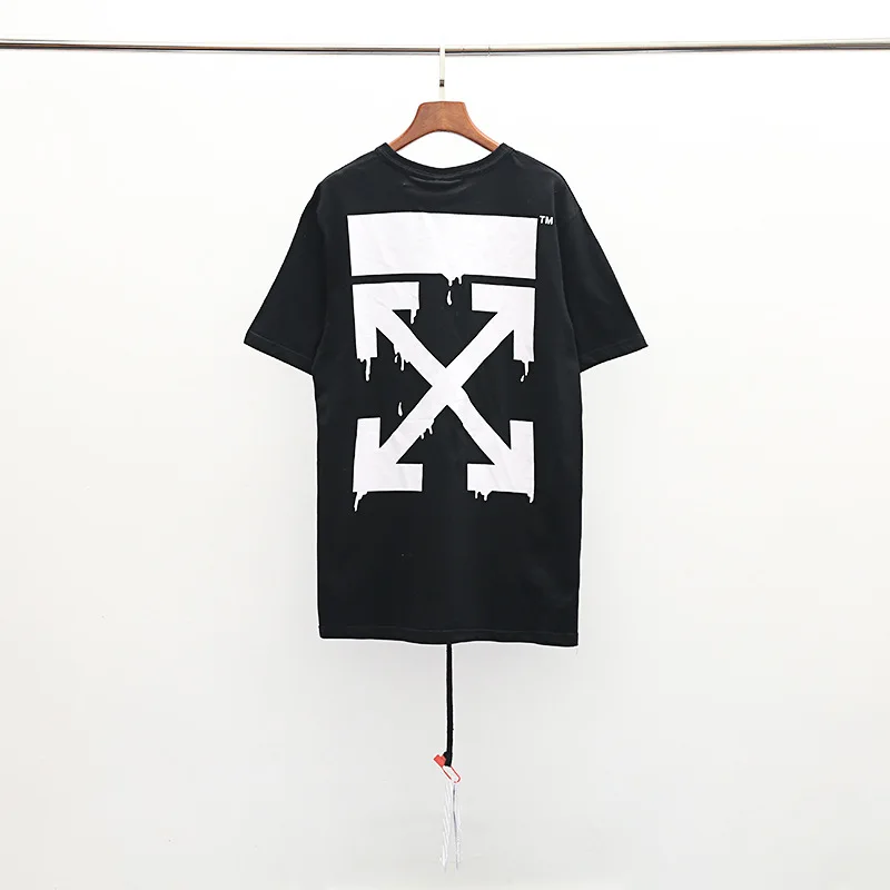 19SS OFF-WHITE OW Повседневная Симпсон брызг чернила стрелка-указатель личности дикий короткий рукав Футболка мужская