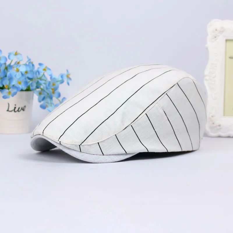 

Stripes Beret Men's Women's Cotton Cricket-cap Hat Wholesale Spring Summer Forward Cap College Style Topee Girl's Cap