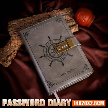 

B6 Vintage Notepad Notebook Diary Daily Memos Planner Agenda Notebook Pu Leather Sketchbook with Lock Office Student Password