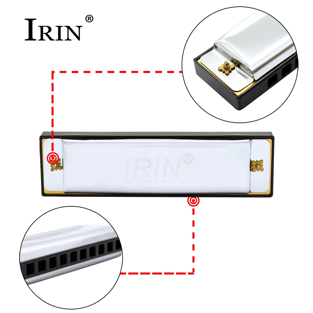 IRIN губная гармоника 10 отверстий 20 Тон Ключ C Блюз Джаз рок духовой музыкальный инструмент диатоническая арфа серебро/золото цвет