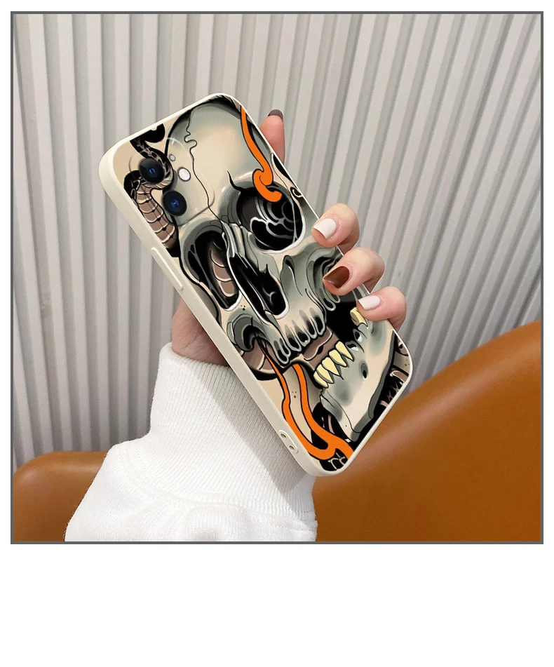 13 pro max cases Trendy Skull Silicone Case For iPhone 12 13 Max Mini 11 Pro Max X XR XS MAX  8 7 6 6S Plus Ultra Thin Soft Phone Cover Case 13 pro max case
