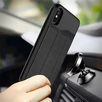 

Slim Wallet Back Cover for iPhone 7 8 6 6S Plus Case Leather Flip Cover Kickstand Grid Pattern for Apple iPhone XR XS X Fundas