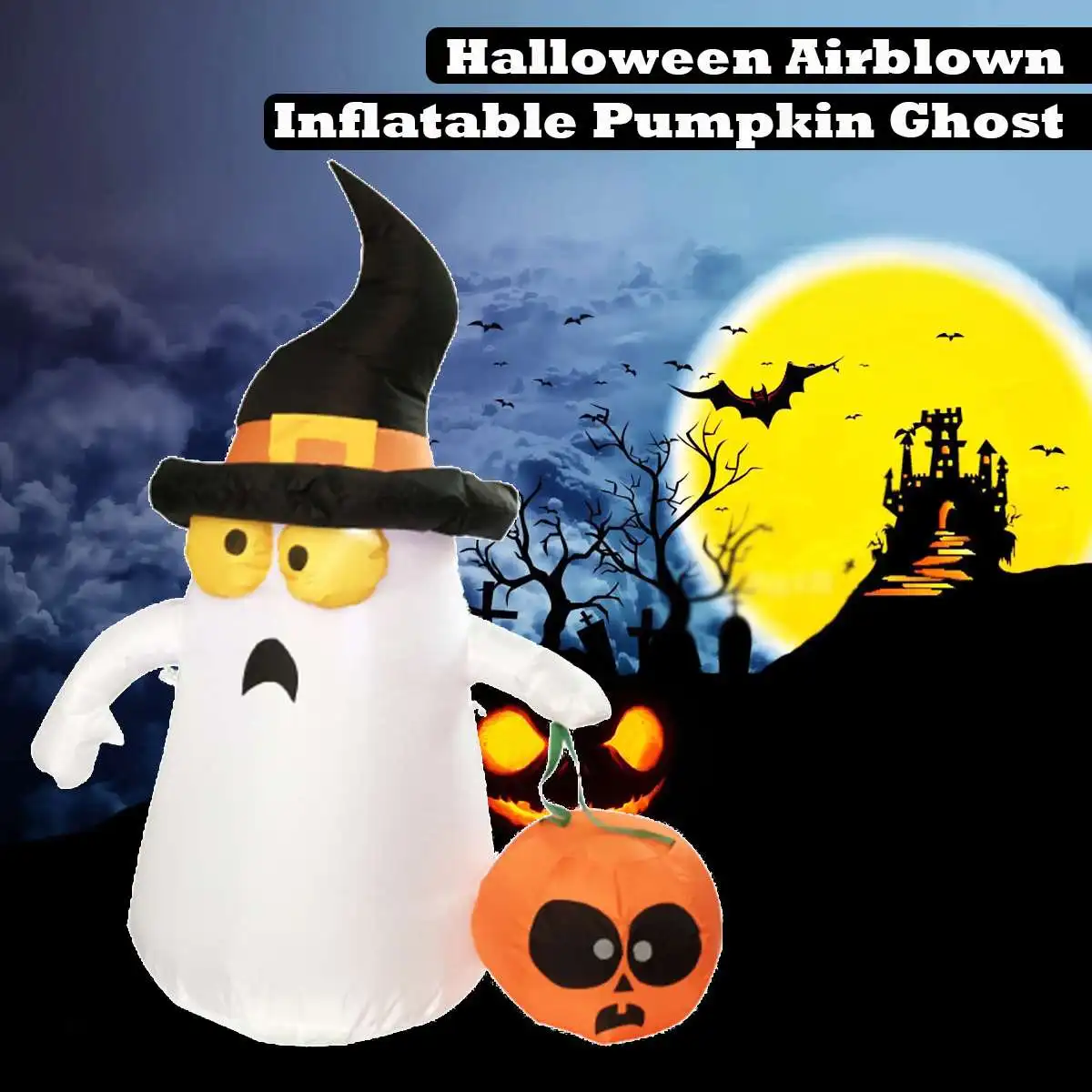 

Hot 120cm Giant Pumpkin Ghost LED Lighted Inflatable Toys Christmas Props Birthday Halloween Party Toys Lawn Yard Outdoor Decora