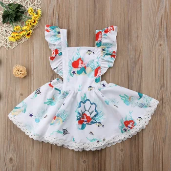 

Pudcoco 2020 1-5Y Summer Toddler Baby Kids Girls Mermaid Backless Summer Party Cartoon Dress Fashion Sundress SS