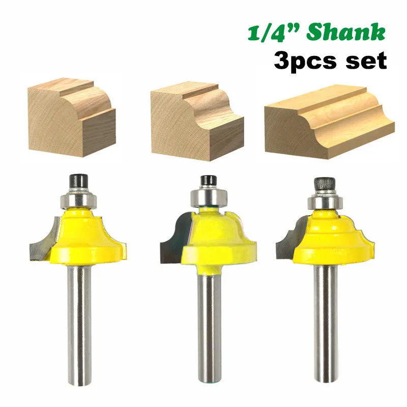 

1/4 Handle Frame Knife Three-piece Woodworking Milling Cutter Trimming Machine Engraving Machine Cutter Head