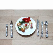 9 шт./компл. миниатюрный Обеденный Сервиз из твердого Ножи, ложки, вилки, кукольная посуда Дом играть Кухня игрушки аксессуары