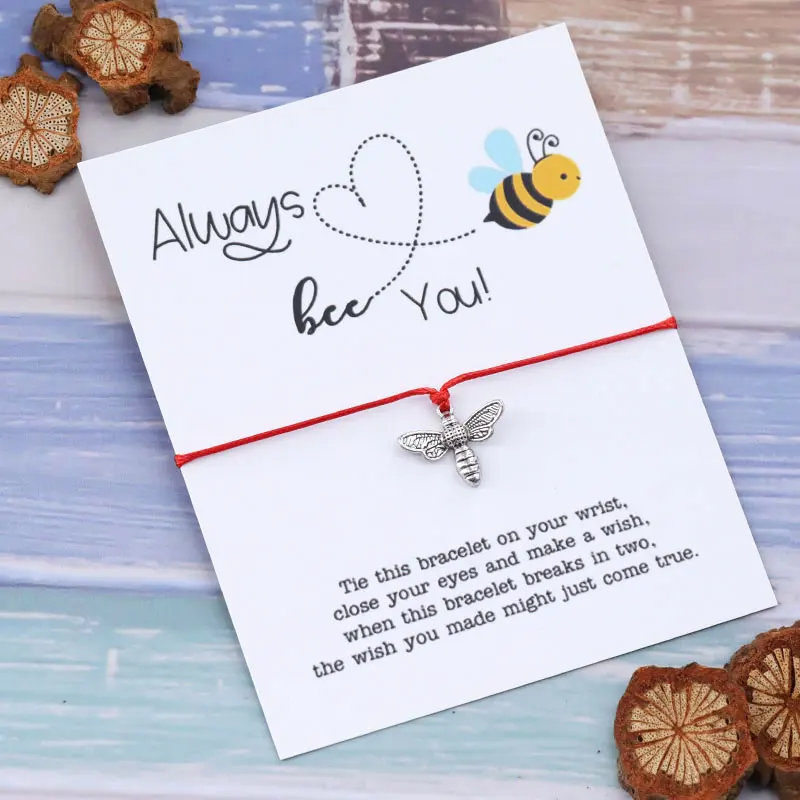Always Bee You Медоносная пчела талисманы браслеты для женщин мужчин девушка красная струна счастливые Браслеты Лучшие друзья подарок ювелирной дружбы
