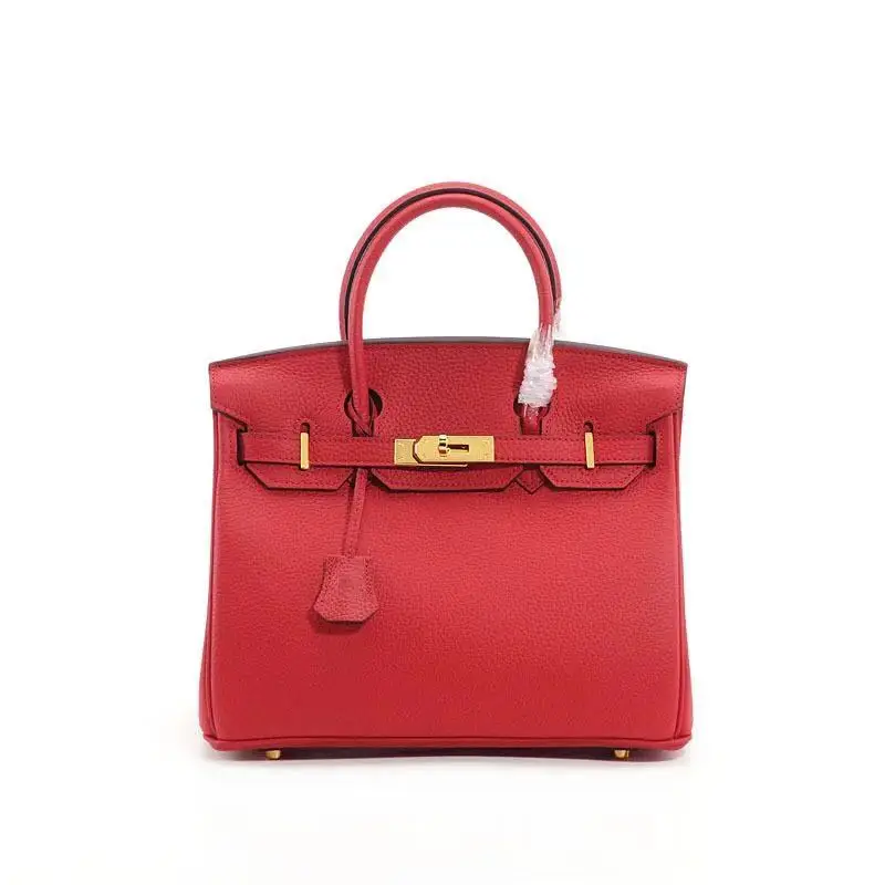 Женские сумки из натуральной кожи, роскошные дизайнерские женские сумки с замком, Большая вместительная сумка через плечо, высококачественные сумки через плечо с заклепками - Цвет: 35cm red