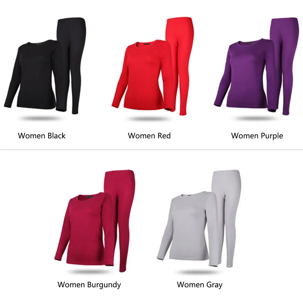 Women Burgundy Кальсоны для мужчин и женщин теплое термобелье Термоодежда для мужчин и женщин зима плюс размер L-XXXL костюм для защиты от пониженных температур - Цвет: Women Burgundy