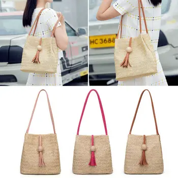 

Bali Insel Damen Tasche Sommer Rattan Stroh Hand gewebte Schultertasche Mode