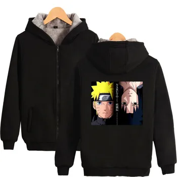 

Anime Naruto Winter Hoodies Fleece Warm Jacket Thicken Coat Uchiha Hatake Uzumaki Clan Badge Hoodie Sweatshirt Unisex Clothes