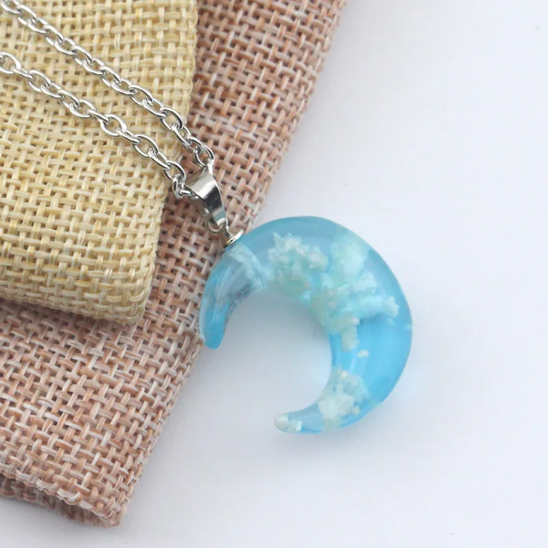 Новинка, круглый шар, Луна, светящееся ожерелье, голубое небо, белое облако, подвеска, ожерелье s, модное ювелирное изделие, подарок для женщин, друзей