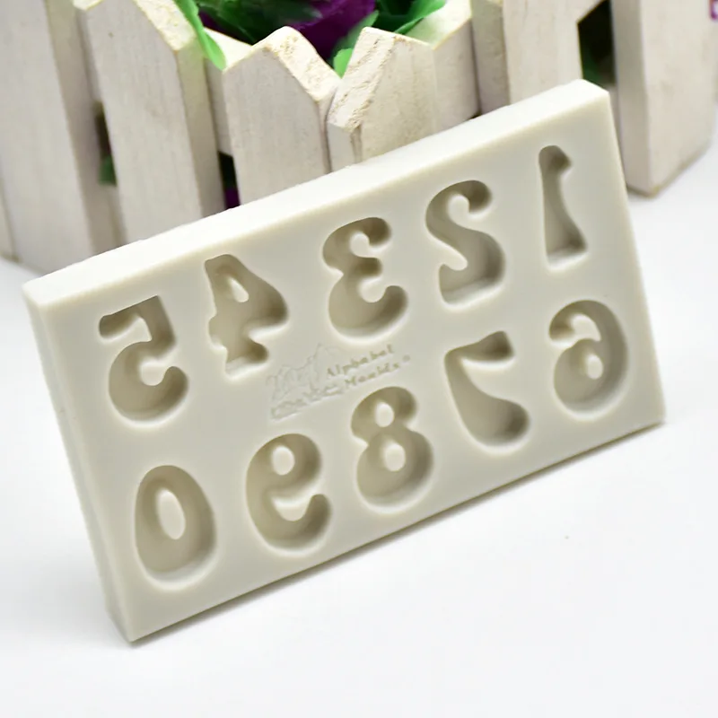 DIY Хлебобулочные 26 буквами поддержки с цифрами Fondant(сахарная) глины для украшения тортов силиконовая форма