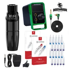 DragonHawk Mast Tattoo Pen Machine Kit Motor Pen Permanent Makeup Cartridge Needles For Tattoo At Home LCD Power Accesories