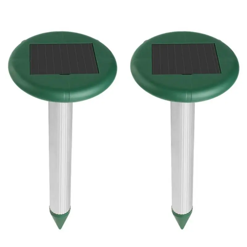 2pcs Mole Repellent Solar Ultrasonic Waterproof Outdoor Garden Pest Contorl