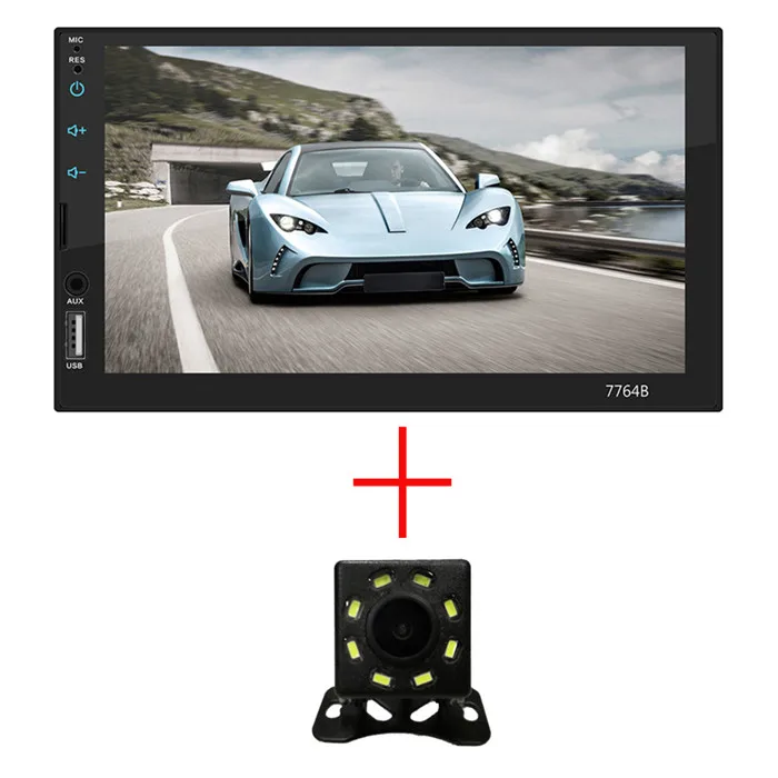 7764B Авто Радио " сенсорный экран Авто Аудио MP3 MP4 MP5 плеер AUX USB Авторадио Bluetooth плеер обратный bild fernbedienung - Цвет: with 8led camera