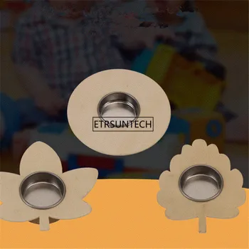 

100pcs Wood Craft Candlestick Leaf Flower Shape Candle Hold Romantic Dinner Home Decor Friend Gift Wholesale