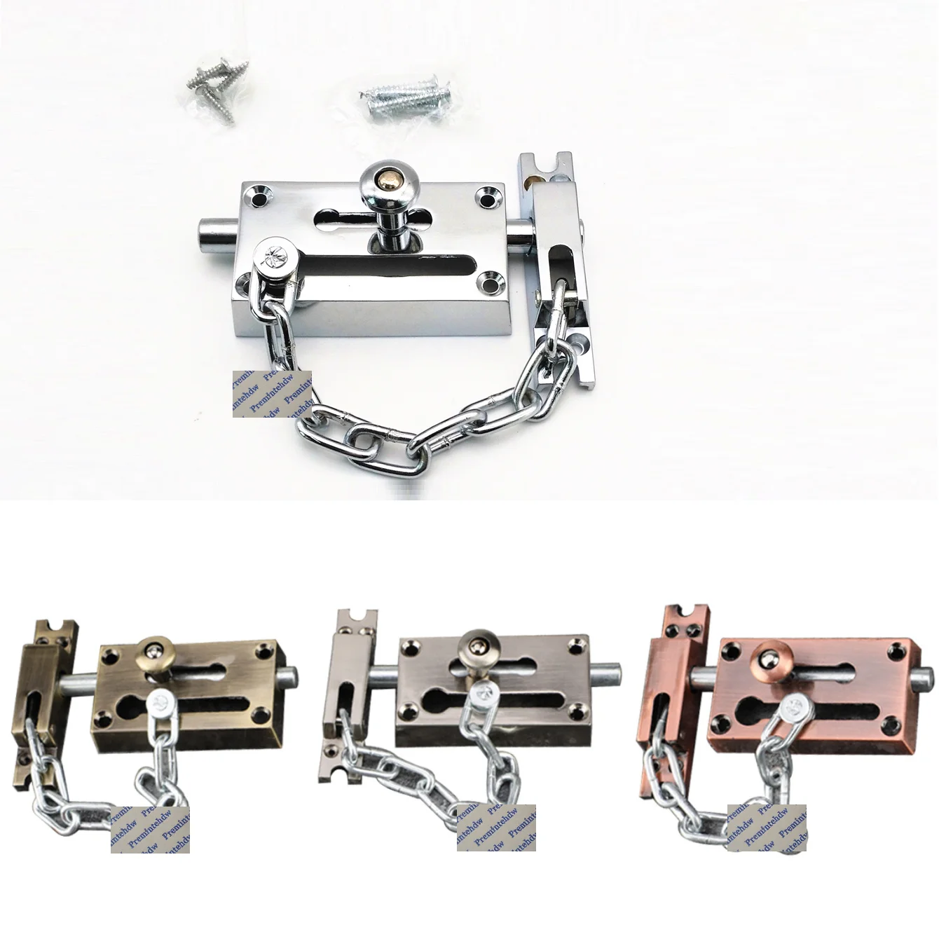 2PcsDualPurposeDoorChainLockReversalBoltLatchIntrusion