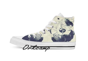

YinYang Custom Casual High Top lace-up Canvas shoes sneakers Drop shipping
