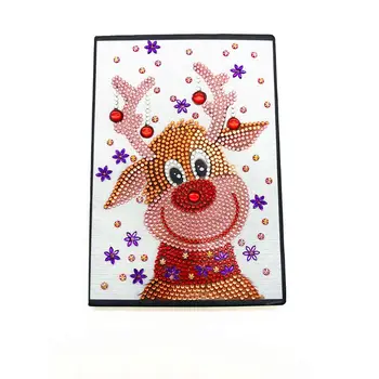 

OOTDTY Christmas Elk DIY Diamond Painting Special Shaped A5 Notebook Diary Embroidery Note Book Agenda 2020 Planner 2020 Diary