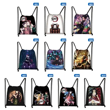 

1 PC Devil's Blade Polyester Drawstring Pocket Women Girls Anime Drawstring Backpack Travel Backpack Bag Dropship