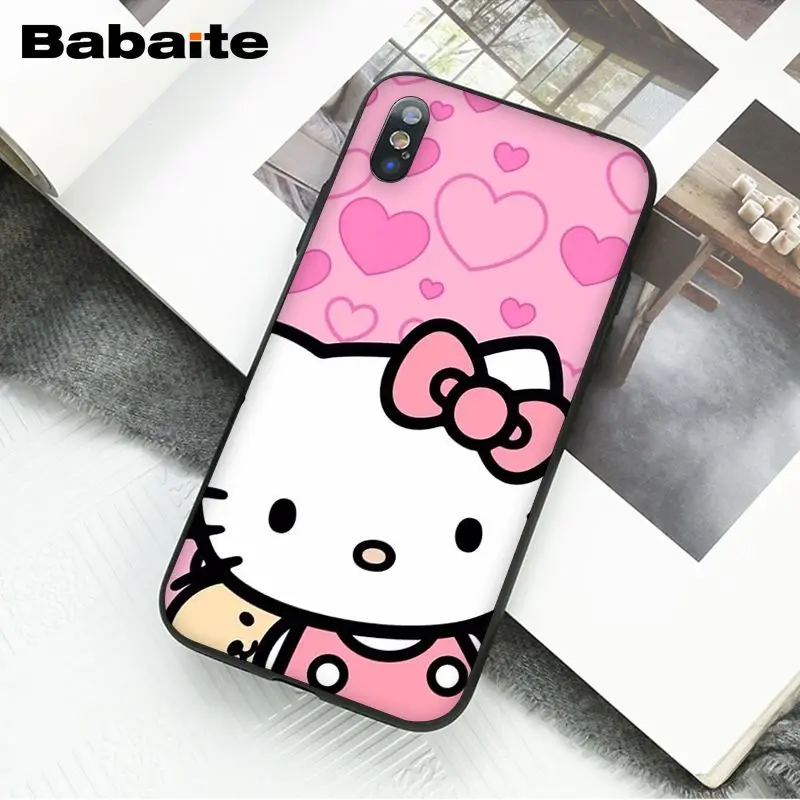 Babaite милый Kawaii hello kitty чехол для телефона для iPhone XR 11 Pro MaxXS MAX 8 7 6 6S Plus X 5 5S SE
