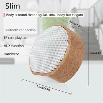 

Bluetooth Stereo Speaker Wood Grain Mini Portable Music Player Wireless