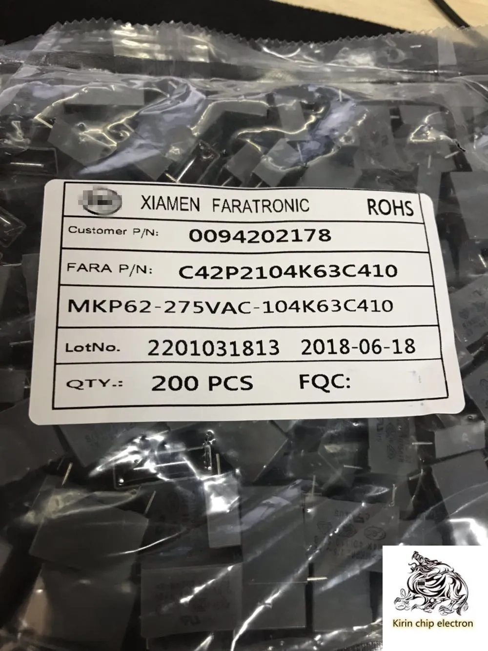 200 шт./лот датчик безопасности емкость C42P2104K63C410 MKP62 104K 0 1 мкФ 275V P15MM | Электронные