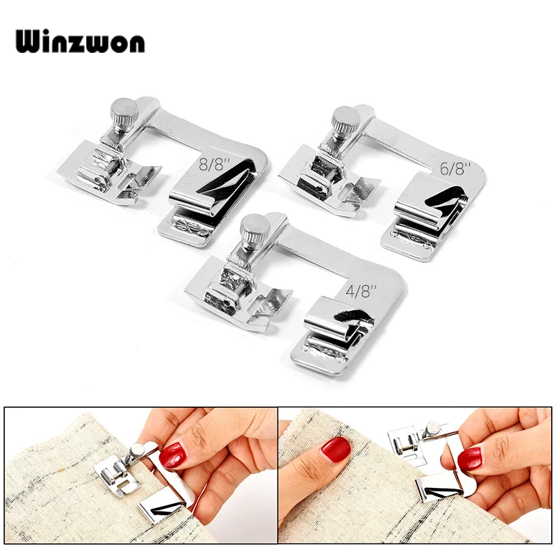 3 Pcs Domestic Sewing Machine Foot Presser Rolled Hem Feet For Brother Singer