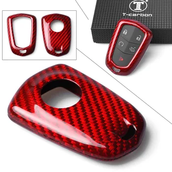 

Car Remote Key Shell Cover Case For CADILLAC CTS ATS V All Years Carbon Fiber Red