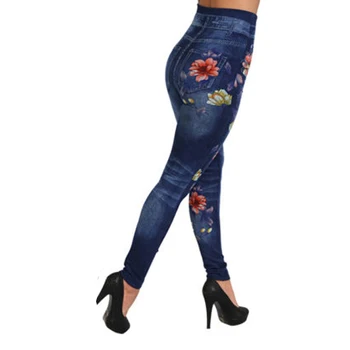 

Women's Hight Waisted Butt Lift Stretch Flower Embroidered Skinny Pants Jeggings