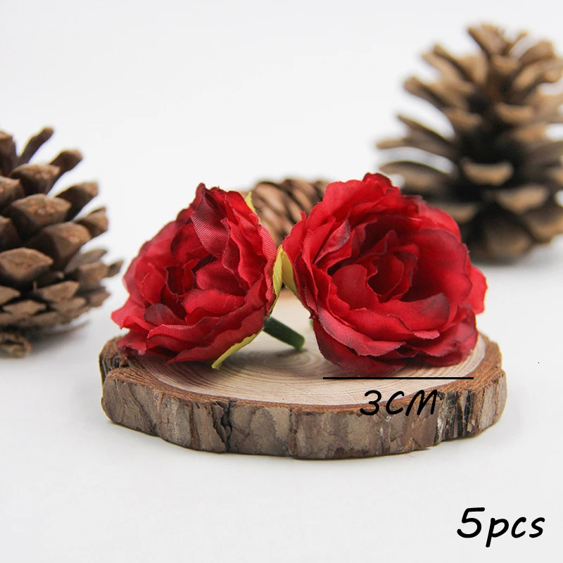 Rose Wine red 5 шт. искусственный Шелковый цветок розы голова DIY цветок стены Скрапбукинг Подарочная коробка ремесло украшения Свадебные семейные вечерние украшения - Цвет: Rose Wine red
