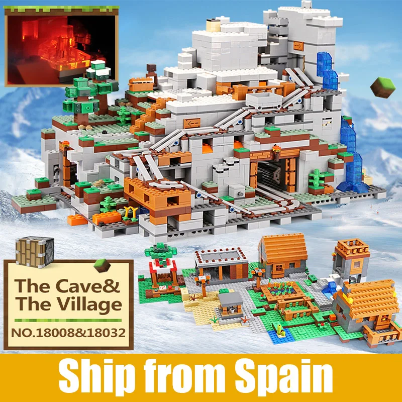 

In Stock 18032 Model Building Kit Blocks Bricks Miniecraft 21137 2932pcs Mountain Cave Set Kid Toys